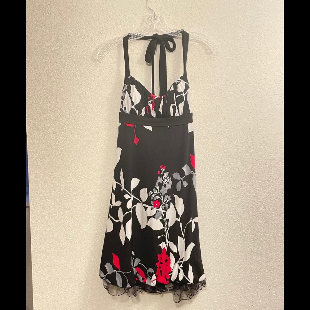 Black, red, and white cocktail dress
